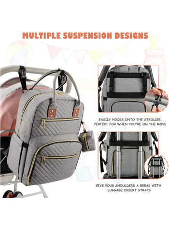 Τσάντα για πάνες μεγάλης χωρητικότητας για μαμάδες, ύφασμα Oxford, αναπνεύσιμη και αδιάβροχη, πολύ ελαφριά, διαχωρισμός στεγνό/υγρό, κυρτός ιμάντας ώμου