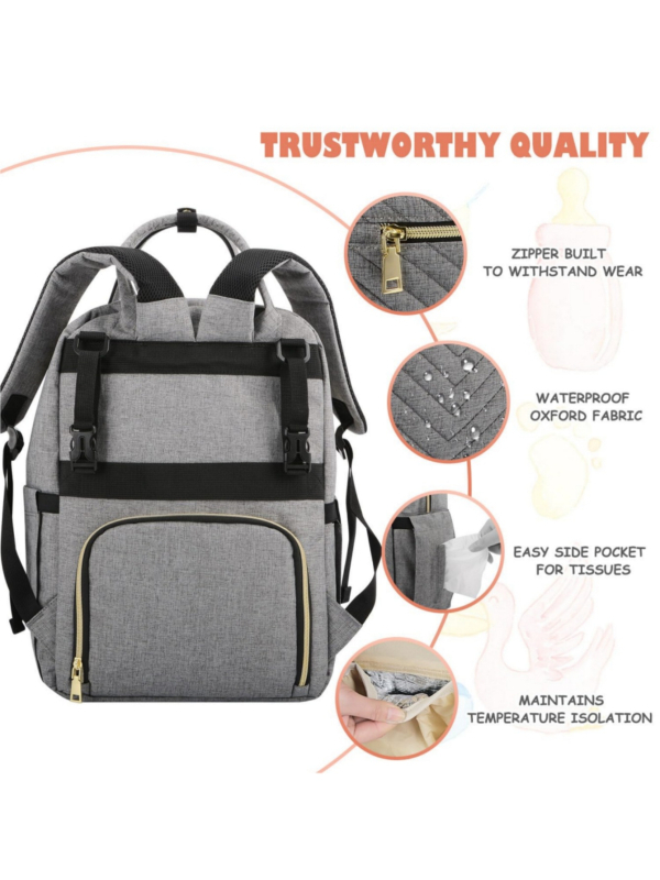 Τσάντα για πάνες μεγάλης χωρητικότητας για μαμάδες, ύφασμα Oxford, αναπνεύσιμη και αδιάβροχη, πολύ ελαφριά, διαχωρισμός στεγνό/υγρό, κυρτός ιμάντας ώμου