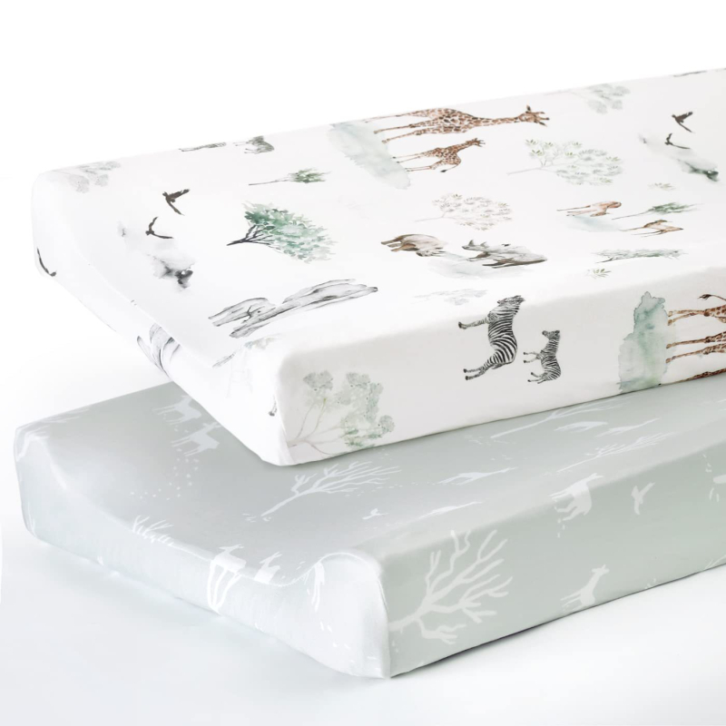 Комплект покривала за смяна на бебешка маса за грижа, 2 части, дишащ памук, свалящо се пране покривало (Материал: памук; Възраст: 1–3 години; Марка: Little Elephant Ke Li Ke)