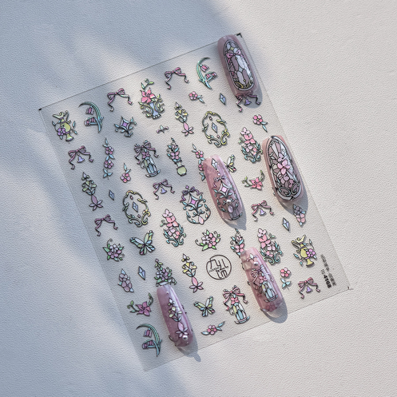 Αυτοκόλλητα τέχνης νυχιών με σχέδιο Rococo λουλουδιών παραθύρου; Υλικό PVC; Δεν εισάγεται; Μοτίβο: Άλλο