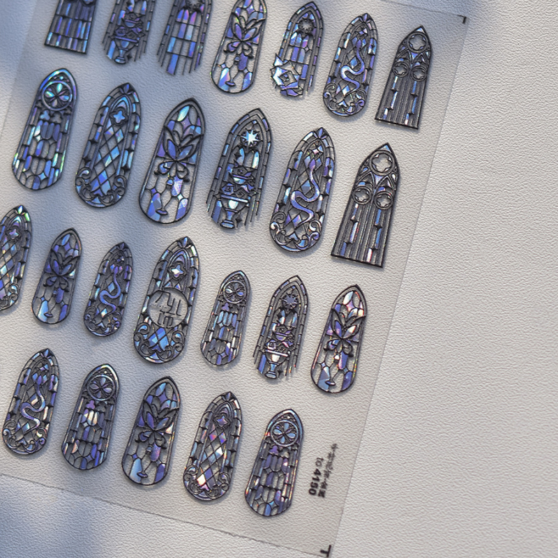 Αυτοκόλλητα τέχνης νυχιών με σχέδιο Rococo λουλουδιών παραθύρου; Υλικό PVC; Δεν εισάγεται; Μοτίβο: Άλλο