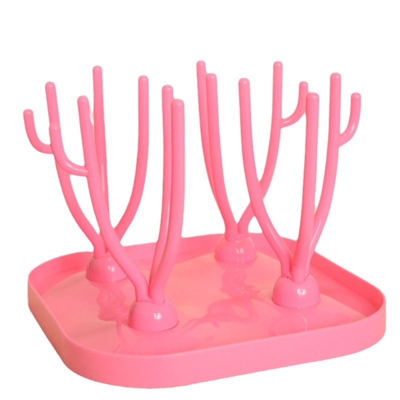 Daudzfunkcionāls statīvs pudelēm un knupēm žāvēšanai, PP materiāls, cartoon stila sirsnīgs izskats