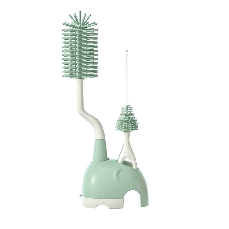 360° силиконова четка за бутилка с база – четка за биберон и сламка за почистване