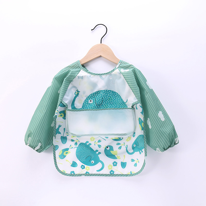 Памучна детска престилка за хранене с джоб за храна и обратим дизайн, неутрален пол, за деца 1–3 г (Пролет 2025)