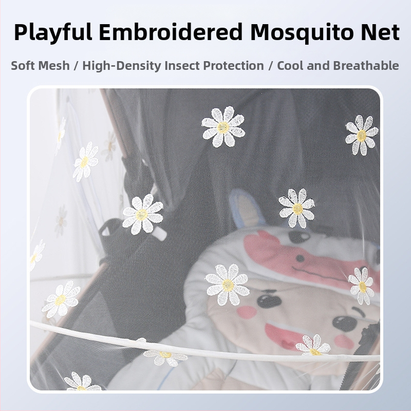 Мрежа против комари за детска количка, сгъваема, с пълно покритие, антикомарна, пластмасова рамка