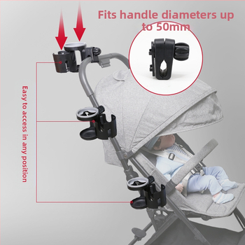 Διπλός στηριχτήρας ποτηριού για καρότσι με ράφι για μπουκάλι – ABS με επένδυση από καουτσούκ και ιμάντες webbing; 48 τεμάχια ανά κιβώτιο