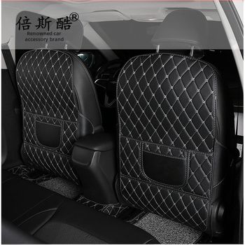 Οργανωτής πίσω καθίσματος αυτοκινήτου και προστατευτικό μαξιλάρι κατά των κλωτσιών, δέρμα, διακοσμητικά κεντήματα σε σχέδιο διαμαντιών, αδιάβροχο, μονωτικό, προσαρμόσιμο, με λαβή