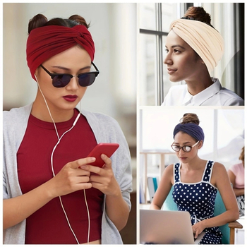 Αθλητικό λαστιχακι για το κεφάλι με σταυρωτό κόμβο, ελαστικό, μονόχρωμο