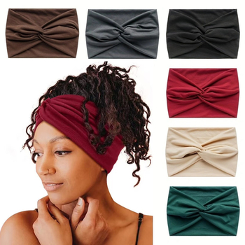 Αθλητικό λαστιχακι για το κεφάλι με σταυρωτό κόμβο, ελαστικό, μονόχρωμο