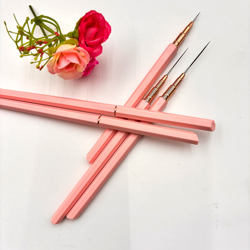 Σετ στυλό τέχνης νυχιών: χάραξη και ζωγραφική — λεπτή πολυγωνική λαβή, 5 πλαστικές μακριές λαβές