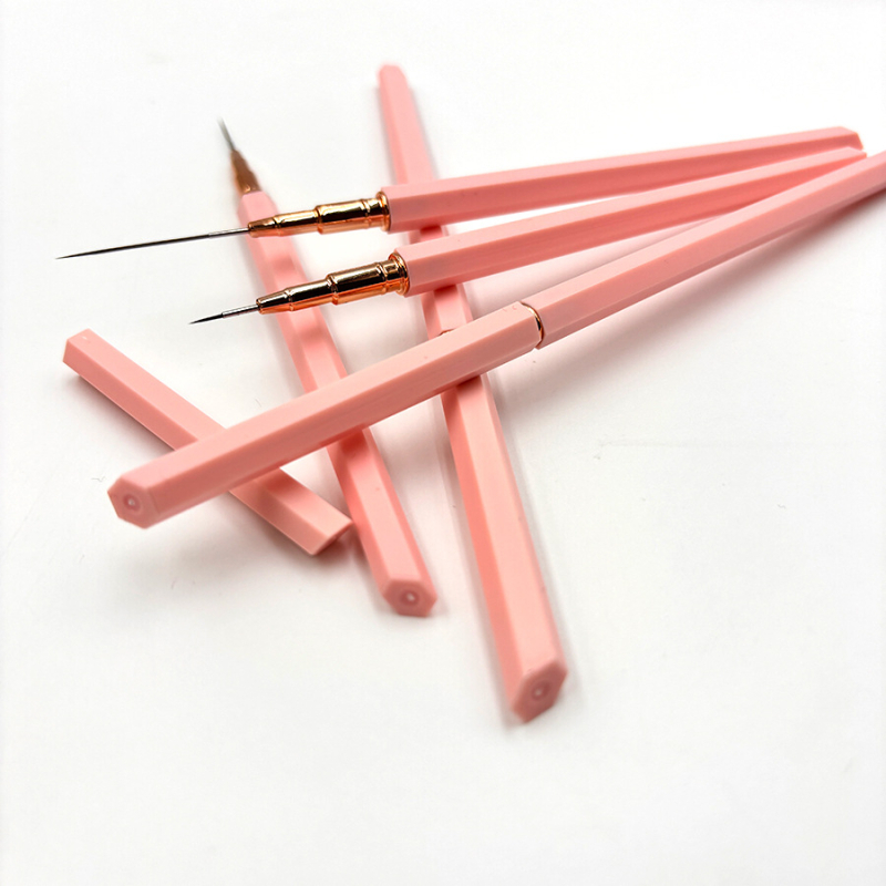Σετ στυλό τέχνης νυχιών: χάραξη και ζωγραφική — λεπτή πολυγωνική λαβή, 5 πλαστικές μακριές λαβές