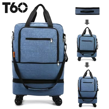 Τσάντα ταξιδιού μεγάλης χωρητικότητας με 360° ρόδες, ύφασμα Oxford, αδιάβροχη, αντικλοπή, ανθεκτική στους κραδασμούς