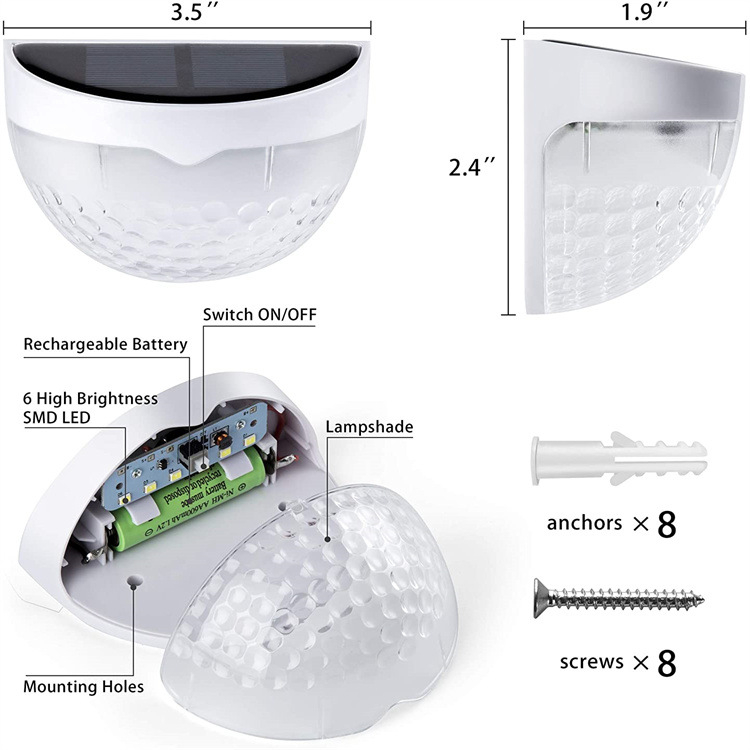 Lampă solară de exterior pentru gard cu proiecție de picătură de apă – LED, model yy856, 0,5W, 1,2V, autonomie 6–12 ore