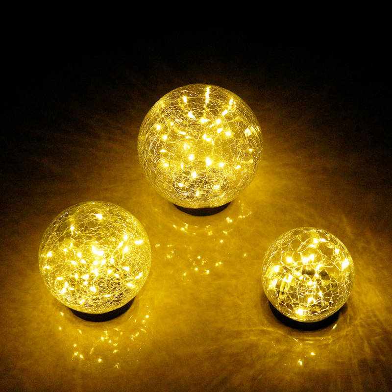 Градинска соларна лампа от crackle стъкло под формата на топка, планетарен дизайн, модел CL-Whirlpool-mouthed ice ball, 0.5W, IP44, 6–12 часа осветяване