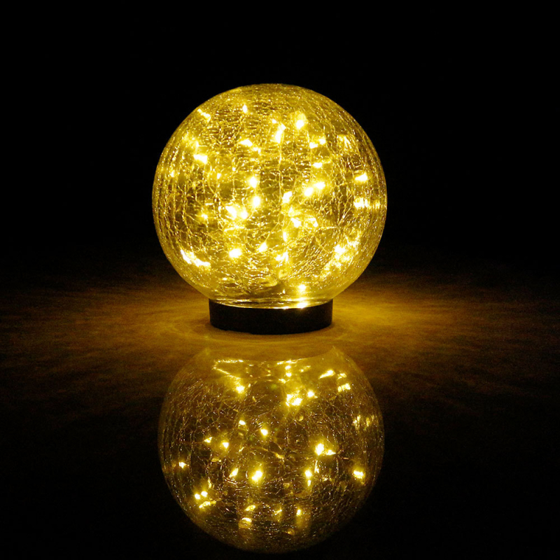 Градинска соларна лампа от crackle стъкло под формата на топка, планетарен дизайн, модел CL-Whirlpool-mouthed ice ball, 0.5W, IP44, 6–12 часа осветяване