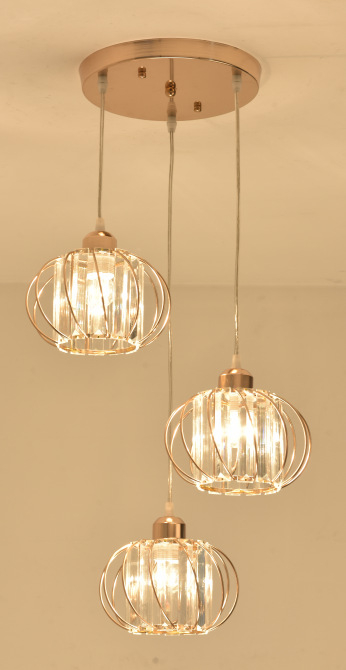 Κρυστάλλινος πολυέλαιος, μεταλλικό σώμα από σίδερο, τριμελής, LED, 220V, κατάλληλος για σαλόνι και εστιατόριο