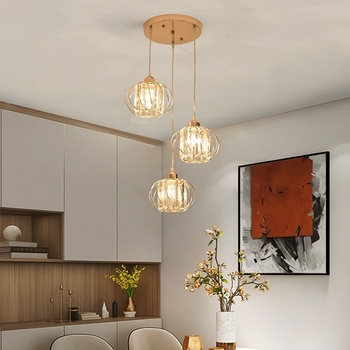 Κρυστάλλινος πολυέλαιος, μεταλλικό σώμα από σίδερο, τριμελής, LED, 220V, κατάλληλος για σαλόνι και εστιατόριο