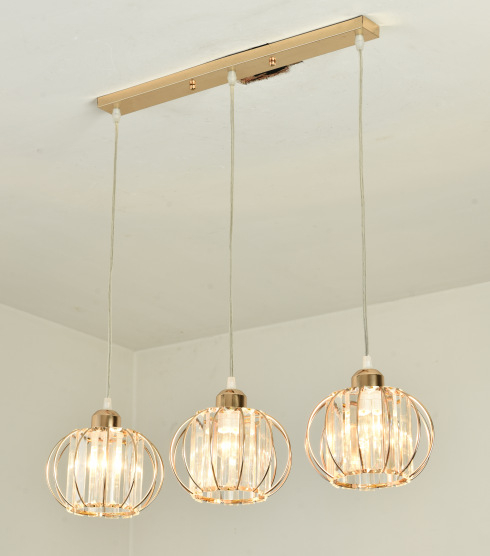 Κρυστάλλινος πολυέλαιος, μεταλλικό σώμα από σίδερο, τριμελής, LED, 220V, κατάλληλος για σαλόνι και εστιατόριο