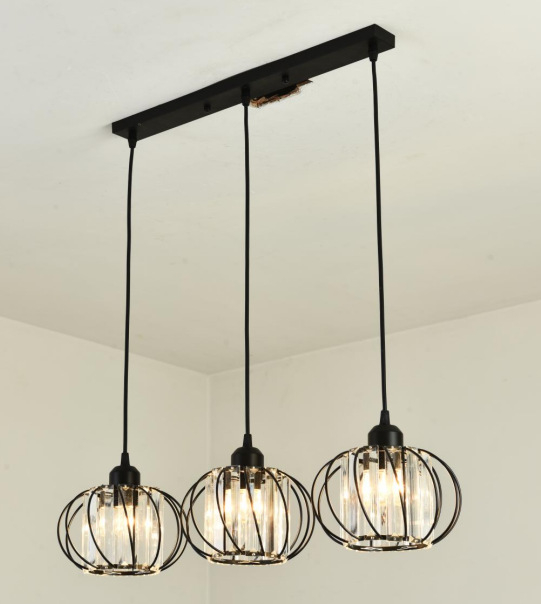 Κρυστάλλινος πολυέλαιος, μεταλλικό σώμα από σίδερο, τριμελής, LED, 220V, κατάλληλος για σαλόνι και εστιατόριο