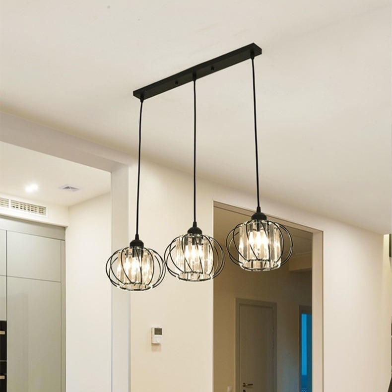 Κρυστάλλινος πολυέλαιος, μεταλλικό σώμα από σίδερο, τριμελής, LED, 220V, κατάλληλος για σαλόνι και εστιατόριο