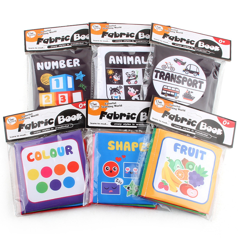 Auduma bērnu grāmata agrīnai izglītībai, augsta kontrasta kognitīvajai attīstībai, iekšpusē šņācošs papīrs