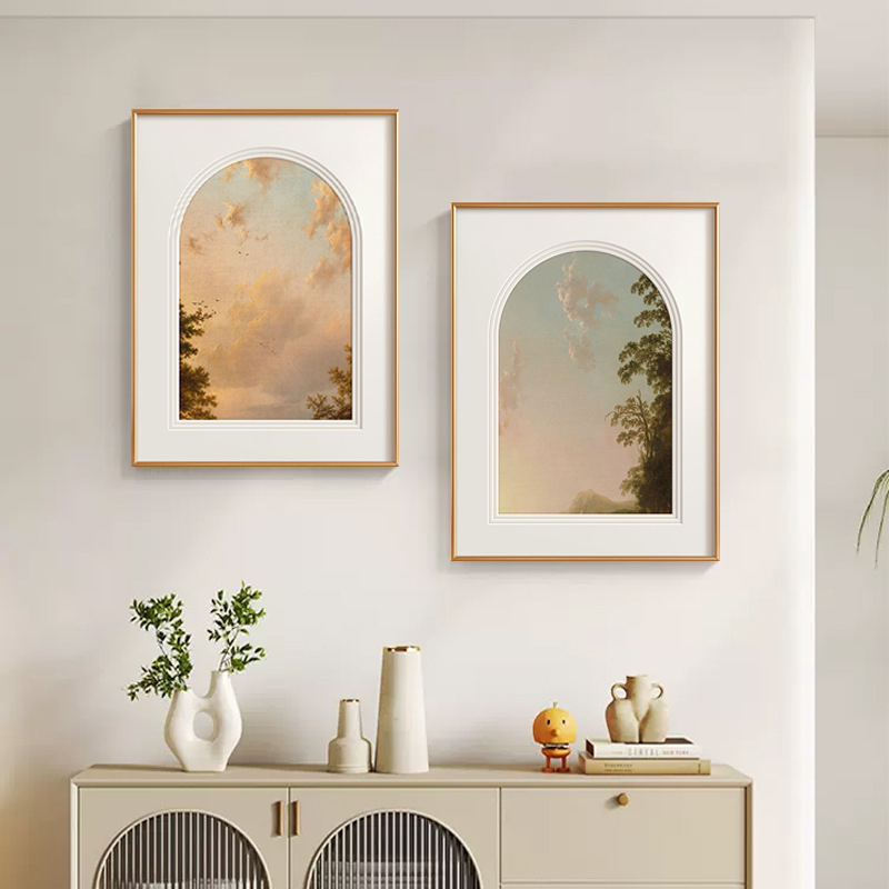 Декоративна окачена стенопис за хол и вход, алуминиево-сплавна рамка, платнена основа, абстрактна живопис, модерен минималистичен стил.