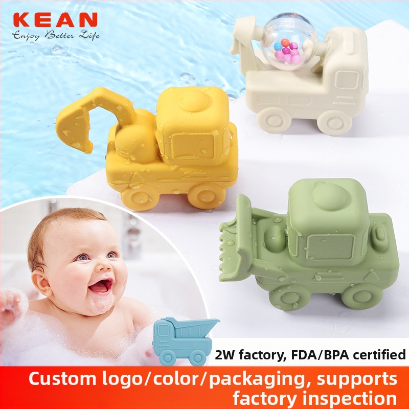 Παιχνίδι μπάνιου από σιλικόνη – μηχανολογικό όχημα με ψεκασμό νερού, πλωτό αυτοκίνητο, διαδραστικό παιχνίδι νερού για βρέφη 0–2 ετών