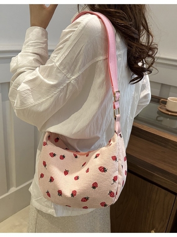 Corduroy Τσάντα Tote με Φερμουάρ – Οριζόντιου Τετράγωνου Σχήματος, Εσωτερικό Τσεπάκι για ID, Εσωτερική Τσέπη, Μία ιμάντας ώμου, Καθημερινή χρήση