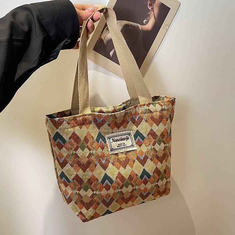 Uniszex vászon Tote táska, függőleges négyzet alakú, cipzáras, mindennapi használatra