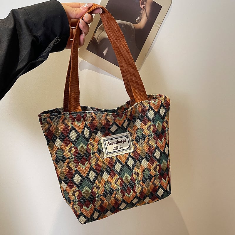 Uniszex vászon Tote táska, függőleges négyzet alakú, cipzáras, mindennapi használatra