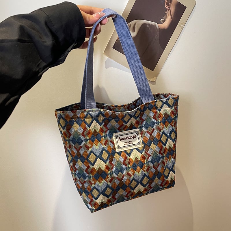 Uniszex vászon Tote táska, függőleges négyzet alakú, cipzáras, mindennapi használatra