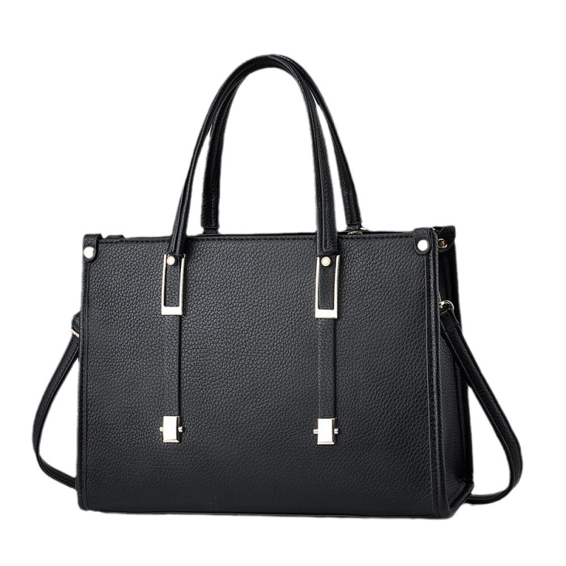 Geantă Tote pentru drum de afaceri, material PU, căptușeală din poliester, formă orizontală pătrată, închidere cu fermoar