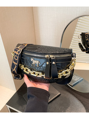 Τσαντα ώμου με μοτίβο κροκοδειλου, PU Δέρμα, Φερμουάρ, Εσωτερική επένδυση πολυεστέρα, Θήκη για κινητό, Στυλ δρόμου