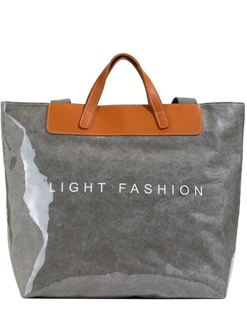 DuPont хартия Tote чанта, вертикална правоъгълна форма, цип затваряне, вътрешен джоб с цип и джоб за телефон, двойни презрамки