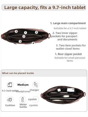 Τσάντα crossbody γυναικεία από γνήσιο δέρμα, πρώτο στρώμα βοοειδούς, οριζόντιο τετράγωνο σχήμα, κλείσιμο με φερμουάρ, εσωτερική τσέπη με φερμουάρ, θήκη κινητού, θήκη για ταυτότητα, μαλακή, διπλό λουρί, Marunte