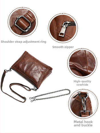 Τσάντα crossbody γυναικεία από γνήσιο δέρμα, πρώτο στρώμα βοοειδούς, οριζόντιο τετράγωνο σχήμα, κλείσιμο με φερμουάρ, εσωτερική τσέπη με φερμουάρ, θήκη κινητού, θήκη για ταυτότητα, μαλακή, διπλό λουρί, Marunte