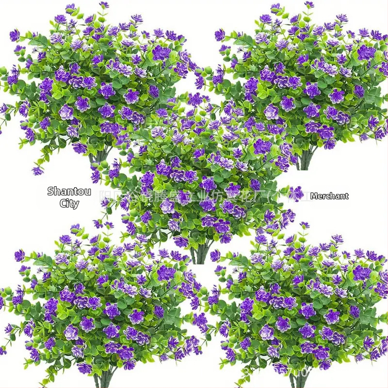 Tehislik eukalüptuse ja kamellia bukett, plastiktaim, süstvormiga valmistatud, välistingimustes kasutamiseks, kodu dekoratsiooniks