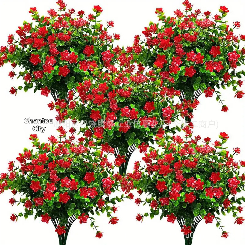 Tehislik eukalüptuse ja kamellia bukett, plastiktaim, süstvormiga valmistatud, välistingimustes kasutamiseks, kodu dekoratsiooniks