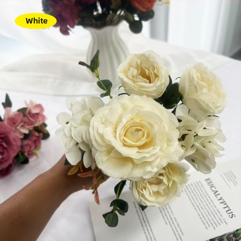 Букет от копринени рози за сватби, фотореквизит и домашна декорация; копринени цветя; ситопечат; опаковка 600 броя