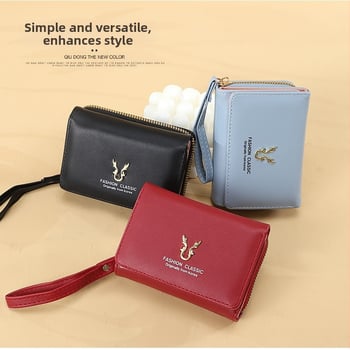 Portofel feminin bi-fold cu fermoar, model floral, PU piele, căptușeală poliester, stil proaspăt (Material: PU; Model: Florale; Căptușeală: Poliester; Stil: Proaspăt și dulce)