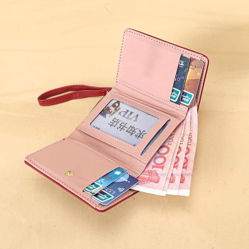 Portofel feminin bi-fold cu fermoar, model floral, PU piele, căptușeală poliester, stil proaspăt (Material: PU; Model: Florale; Căptușeală: Poliester; Stil: Proaspăt și dulce)