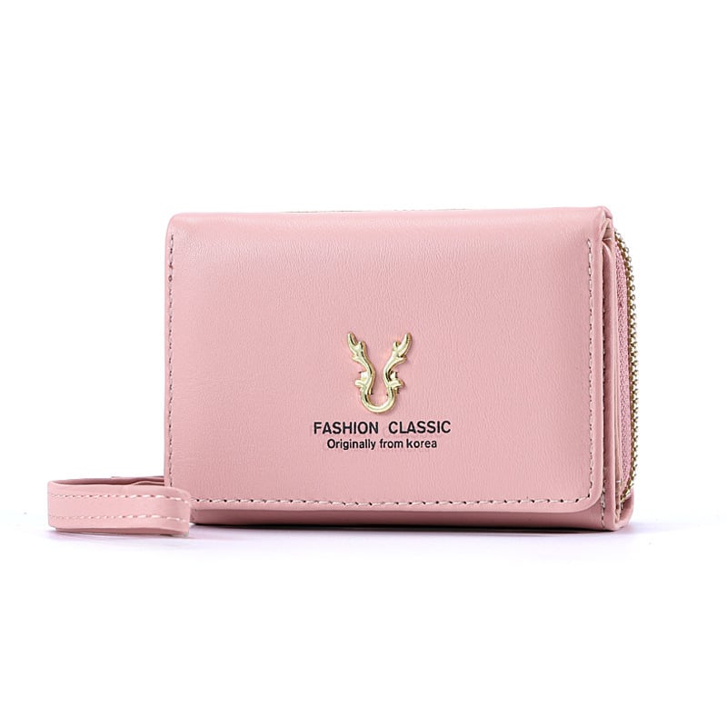 Portofel feminin bi-fold cu fermoar, model floral, PU piele, căptușeală poliester, stil proaspăt (Material: PU; Model: Florale; Căptușeală: Poliester; Stil: Proaspăt și dulce)