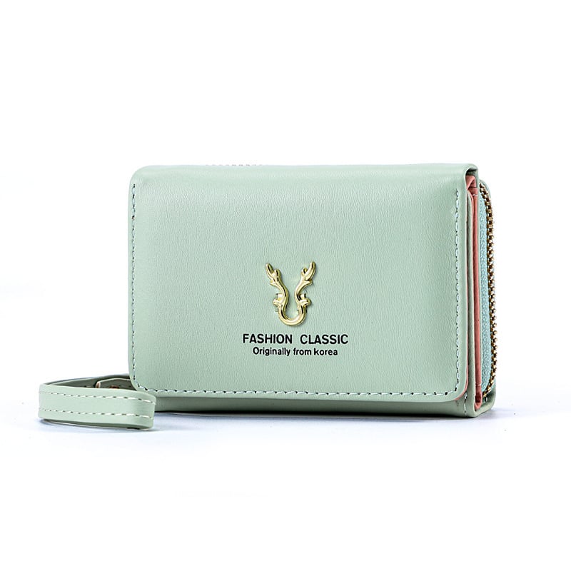 Portofel feminin bi-fold cu fermoar, model floral, PU piele, căptușeală poliester, stil proaspăt (Material: PU; Model: Florale; Căptușeală: Poliester; Stil: Proaspăt și dulce)