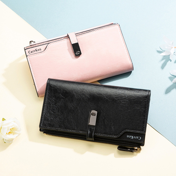 Γυναικείο πορτοφόλι από PU με τρεις πτυχώσεις και φερμουάρ, πολλές θήκες για κάρτες και θήκη για κινητό