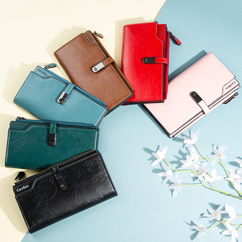 Γυναικείο πορτοφόλι από PU με τρεις πτυχώσεις και φερμουάρ, πολλές θήκες για κάρτες και θήκη για κινητό