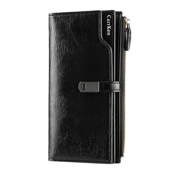 Γυναικείο πορτοφόλι από PU με τρεις πτυχώσεις και φερμουάρ, πολλές θήκες για κάρτες και θήκη για κινητό