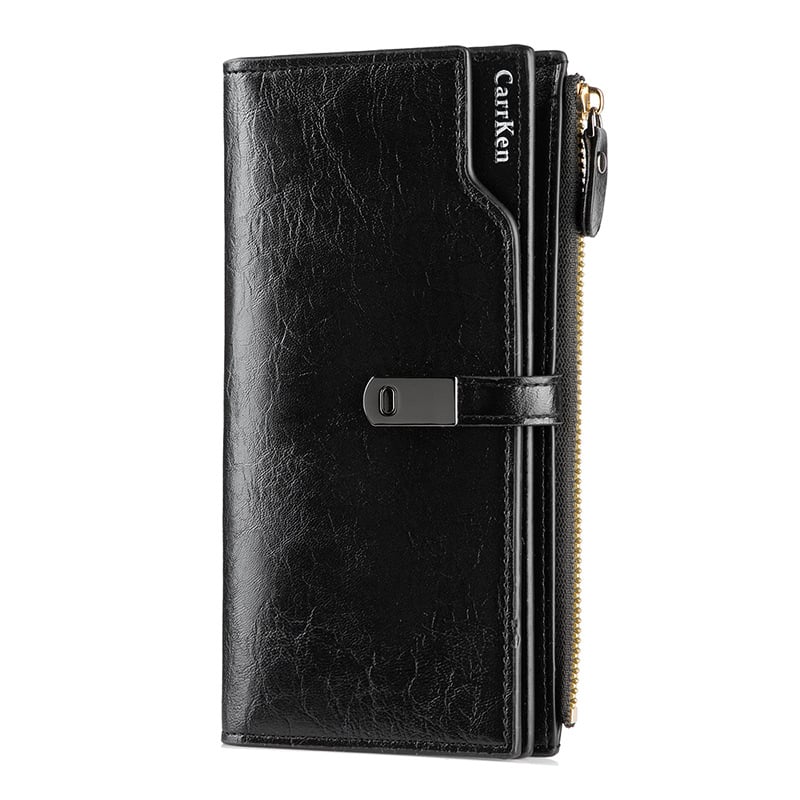 Γυναικείο πορτοφόλι από PU με τρεις πτυχώσεις και φερμουάρ, πολλές θήκες για κάρτες και θήκη για κινητό