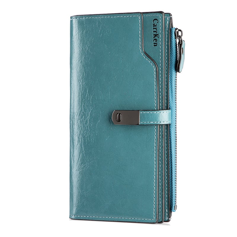 Γυναικείο πορτοφόλι από PU με τρεις πτυχώσεις και φερμουάρ, πολλές θήκες για κάρτες και θήκη για κινητό