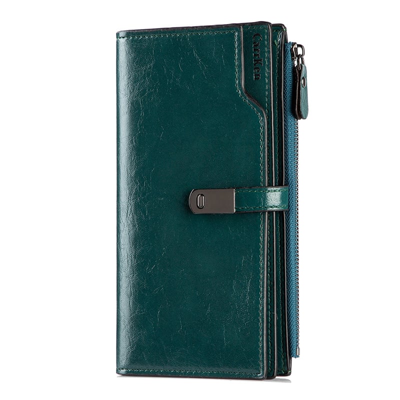 Γυναικείο πορτοφόλι από PU με τρεις πτυχώσεις και φερμουάρ, πολλές θήκες για κάρτες και θήκη για κινητό