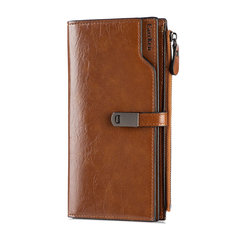 Γυναικείο πορτοφόλι από PU με τρεις πτυχώσεις και φερμουάρ, πολλές θήκες για κάρτες και θήκη για κινητό